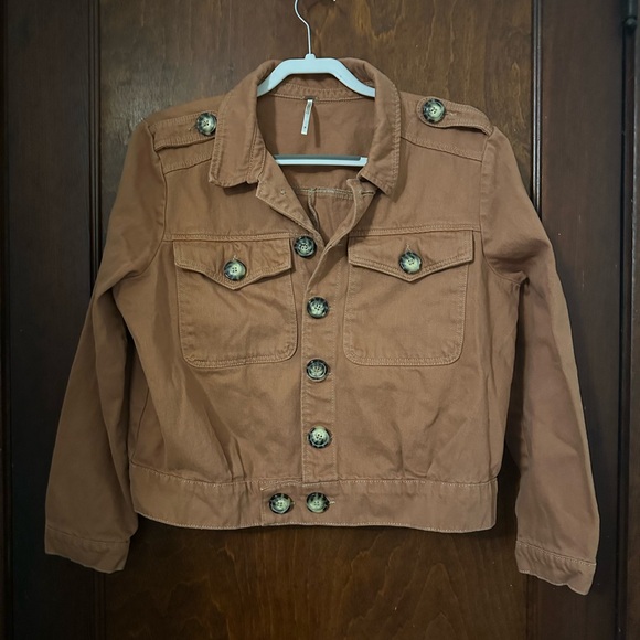FREE PEOPLE Eisenhower Denim Jacket Terracotta Size M - Picture 3 of 5